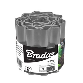 Mauriņa apmale Bradas Wavy, 900 cm x 25 cm, pelēka krās.