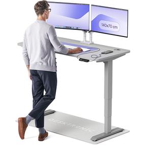 Datorgalds regulējams augstums Desktronic HomePro, 140 cm x 70 cm, 61 - 125.5 cm, pelēka krās.