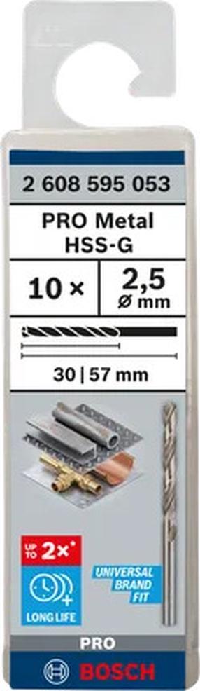 Metalo grąžtų rinkinys Bosch, metalas, hss-g, tiesus, 2.5 mm x 5.7 cm