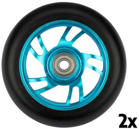 Priedas paspirtukams, ratukai Black Dragon Stunt Scooter Wheel Set Spoked Alu, mėlyna sp./juoda sp., 2 vnt.