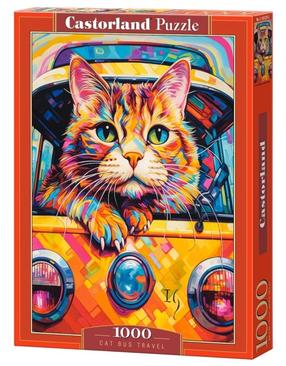 Dėlionė Castorland Cat Bus Travel 105229, 68 cm x 47 cm, 1000 vnt., įvairių spalvų