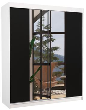 Riidekapp ADRK Balance 180, läbipaistev v./valge v./must v., 58 cm x 180 cm x 215 cm, peegliga