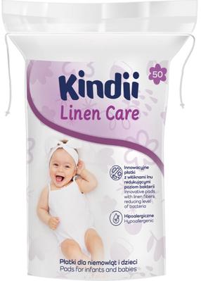 Kosmetiniai vatos diskeliai, kūdikiams Kindii Linen Care, 50 vnt.