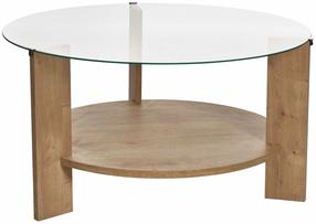 Журнальный столик Nordure Clara, дубовый цв./прозрачный цв., 75 см x 75 см x 40 см