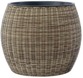 Gėlių vazonas Home4you Wicker 38208, plastikinis/metalas, Ø 48 cm, šviesiai ruda sp.