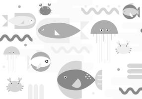 Fototapete Artgeist Minimalist Grey Ocean - Geometric Fish In Water For Children, 70 cm x 100 cm