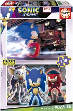 Dėlionė 2in1 Educa Sonic Prime Neon, 28 cm x 40 cm, 200 vnt., įvairių spalvų
