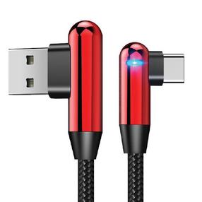 Evelatus TPC05 L-Shape Nylon Apvainiotas Cinko Lydinio USB į USB-C Duomenų ir PD 20W Įkroviklio Kabelis 1m Raudona