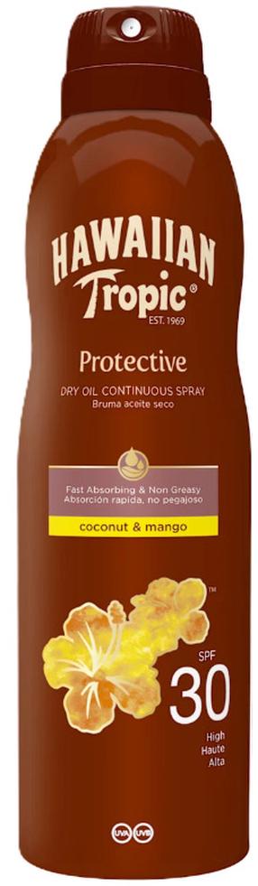 Спрей для ухода за загаром для тела Hawaiian Tropic Protective Dry Oil SPF30, 180 мл