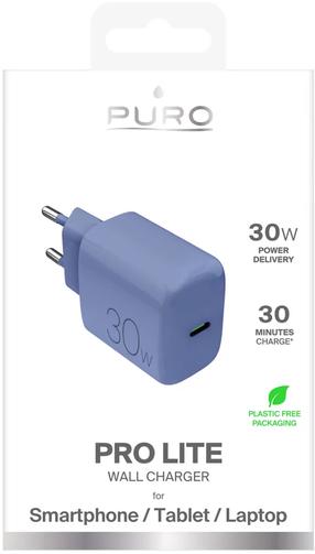 Telefona lādētājs Puro Pro Lite, USB Type C, zila krās., 30 W