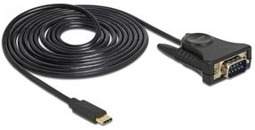Adapteris Delock USB Type C - RA-232 DB9 62964 RS-232 DB9, USB Type-C male, 1.8 m, juoda sp.