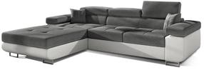 Kampinė sofa Armando Sawana 05, Soft 17, balta sp./tamsiai pilka sp., kairinė, 280 x 205 cm x 90 cm