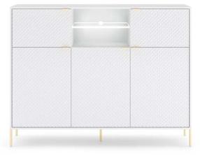 Komoda Diamond 5D DI03, aukso sp./balta sp., 125.8 cm x 42 cm x 155.9 cm