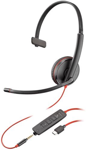 Vadu austiņas Plantronics Blackwire C3215 USB-C, melna krās.
