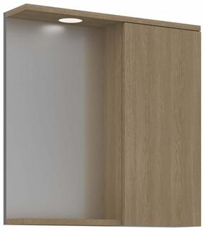 Pakabinama vonios spintelė su veidrodžiu Kalune Design Purus, sonoma ąžuolo sp., 18 cm x 63 cm x 68 cm