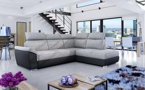 Kampinė sofa Loreto Berlin 01, Soft 11, juoda sp./pilka sp., dešininė, 210 x 260 cm x 102 cm