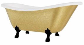 Vonia, laisvai pastatoma Besco Otylia Glam, 170 cm x 77 cm x 68.5 cm, kampinė, aukso sp./balta sp.