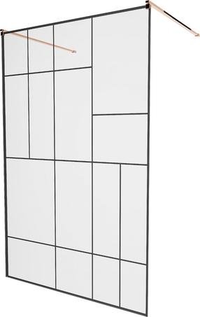 Dušo sienelė Mexen Kioto 800-130-002-60-78, 130 cm x 200 cm, juoda sp./rausvojo aukso sp./grūdintas