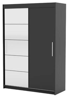 Riidekapp ADRK Esti, must v., 150 cm x 59 cm x 215 cm, peegliga