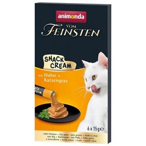 Kārumi kaķiem Animonda Vom Feinsten Snack Cream, vistas gaļa/kaķu zāle, 0.015 kg, 6 gab.