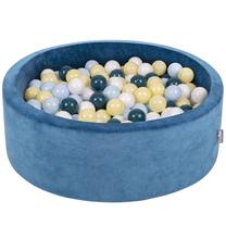 Baseinas su kamuoliukais KiddyMoon Velvet Ball Pool Round 300 Balls, 90 cm x 90 cm, 300 vnt, mėlyna sp.