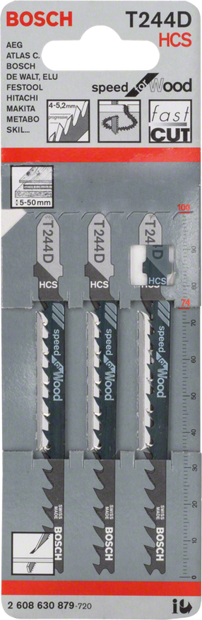 Комплект пилок Bosch T 244 D, 10 см, 3 шт.