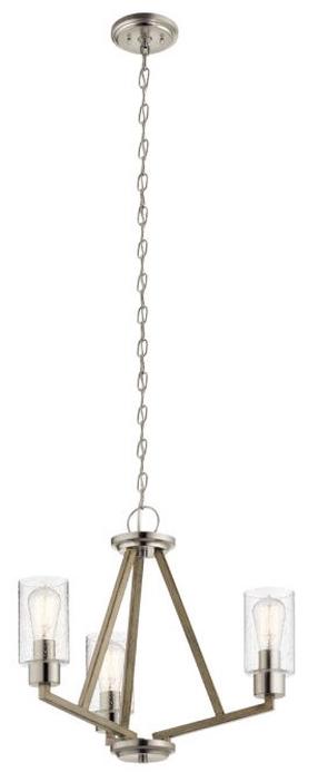 Lustra karināms Elstead Lighting Deryn 3, E27, 3 x 60 W, caurspīdīga krās. / pelēka krās.