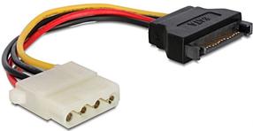 Vads Gembird SATA / Molex SATA 15 pin male, 4 pin Molex female, 0.15 m, melna krās.
