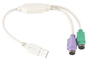 Adapteris Gembird PS/2, USB, 0.3 m, balta krās.