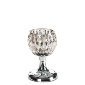 Žvakidė Zaria, stiklas/metalas, Ø 11 cm, 17 cm, sidabro sp.