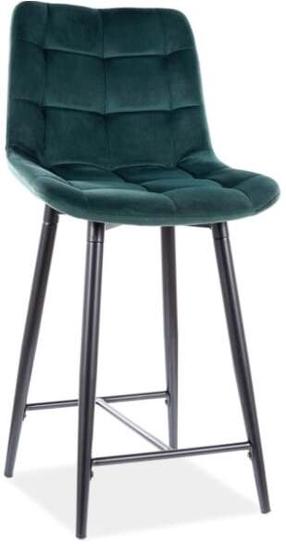 Bāra krēsls Chic H-2 Velvet CHICH2VCZ, matēts, zaļa krās., 45 cm x 37 cm x 92 cm