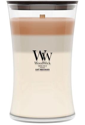 Svece, aromātiskā WoodWick Café Macchiato, 90 - 140 h, 609 g, daudzkrāsaina