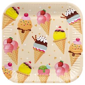 Vienkartinės lėkštės PAW Ice Cream, 23 cm, 8 vnt.