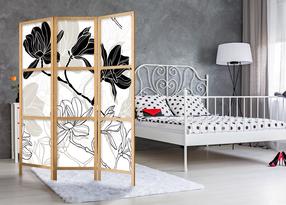 Širma Artgeist Pertvara - Black And White Flowers I Paravent_Sj0005, įvairių spalvų, 135 cm x 172 cm