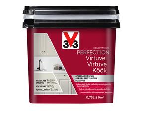 Emaliniai dažai, baldams/dažytų paviršių defektams šalinti V33 Renovation Perfection Kitchen, satino, 0.75 l, medvilnės sp.