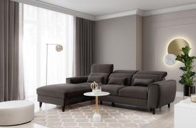 Kampinė sofa Foble Velvetmat 22, tamsiai ruda sp., kairinė, 196 x 267 cm x 100 cm