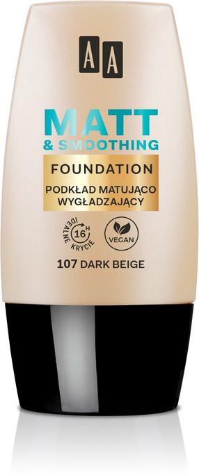 Šķidrā grima bāze Aa Make Up Matt & Smoothing, gaiši brūna krās., 107 dark beige, 30 ml