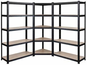 Noliktavas plauktu komplekts Hatis, 40 cm x 90 cm x 180 cm, 175 kg, melns krās.