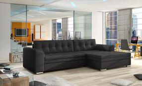 Kampinė sofa Conforti Soft 11, juoda sp., dešininė, 165 x 275 cm x 78 cm