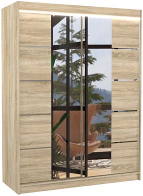Spinta ADRK Nordic LED, sonoma ąžuolo sp., 58 cm x 150 cm x 200 cm, su veidrodžiu
