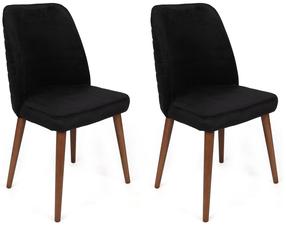 Kėdžių rinkinys Kalune Design Tutku 351 V2 974NMB1694, matinė, juoda sp./riešuto sp., 49 cm x 50 cm x 90 cm, 2 vnt.