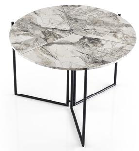 Galds Kalune Design Yaprak 1203, balta krās./melna krās., 100 cm x 100 cm x 72 cm