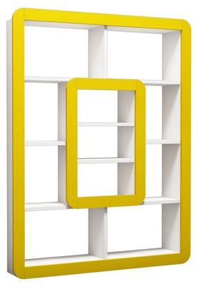Pastatoma lentyna Kalune Design Orkide 845HCT3624, balta sp./geltona sp., 140 cm x 21.8 cm x 108.4 cm