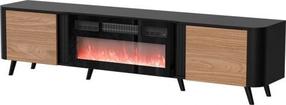 TV staliukas Cama Meble Volare, juoda sp./lazdyno riešuto sp., 200 cm x 39 cm x 49 cm