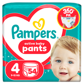 Sauskelnės-kelnaitės Pampers Active Baby Pants, 4 dydis, 9 - 15 kg, 54 vnt.