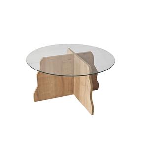 Kavos staliukas Kalune Design Butterfly, skaidri sp./sapphire oak sp., 75 cm x 75 cm x 40 cm