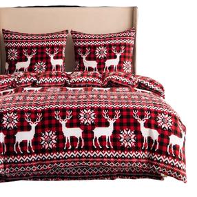 Kalėdinis patalynės užvalkalų komplektas PEKA-29, baltas/juodas/raudonas, 200 x 220 cm