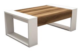Kavos staliukas Kalune Design Venus, balta sp./riešuto sp., 102 cm x 60 cm x 37.6 cm