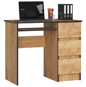 Kirjutuslaud sahtlitega Akord A6 Right, 90 cm x 50 cm, 77 cm, tume tamm v.