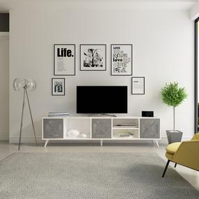 TV galds Kalune Design Sinef, antracīta krās./balts krās., 180 cm x 29.5 cm x 45.7 cm